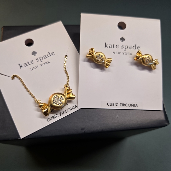 kate spade Jewelry - KATE SPADE NWT Set "Treat Yourself" Necklace Earrings Gold